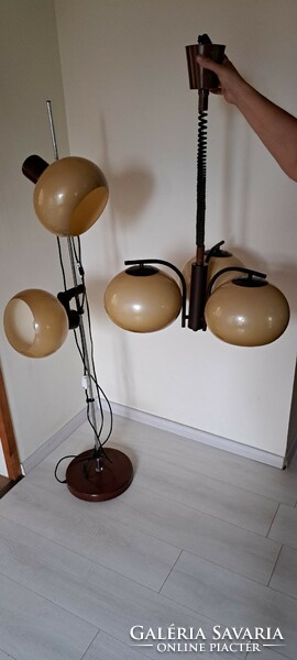Retro deer caramel two-bullet floor lamp + corresponding three-bullet ceiling lamp