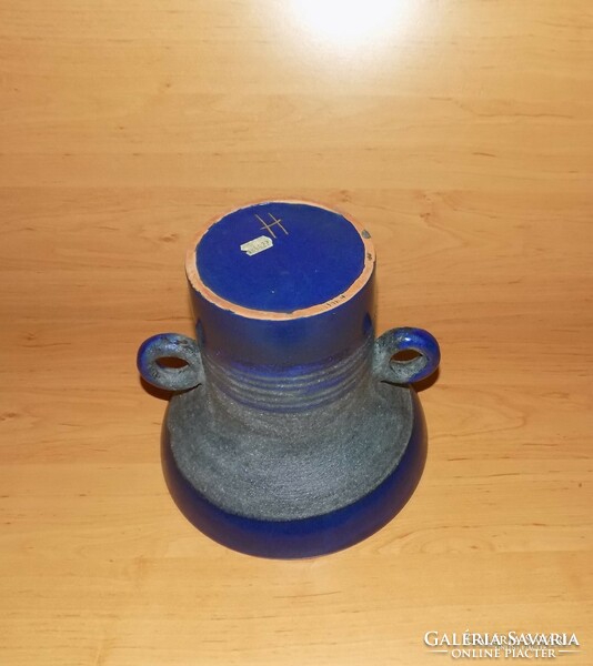Jelzett iparművész kétfüles kerámia váza vagy kaspó 20 cm (z)
