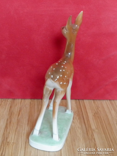 Hungarian, hand-painted porcelain deer - total height: 15 cm