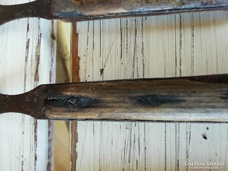 Iron cutlery forks with wooden handles, 8 pieces in one, late 19th century simple pieces, cutlery