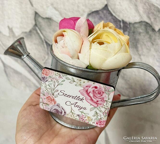 I love you mother watering can box with silk flowers