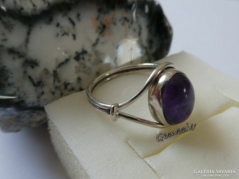 Real amethyst 925 silver ring size 54