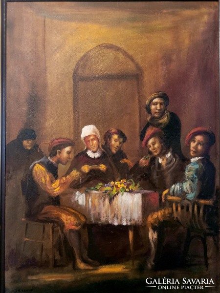 Dr. Bajkai braun gauze meal tor original painting