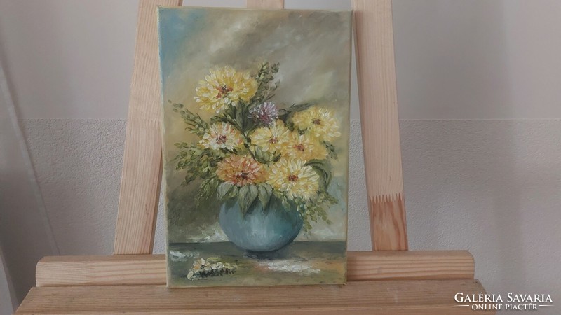 (k) Szép virágcsendélet festmény 50x40 cm