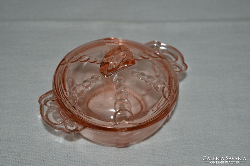 Pink glass sugar holder - bonbonier ( dbz 0086 )