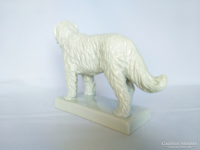 1931 Antique Herend, maugsch gyula, 31 cm large, white dog. Flawless!
