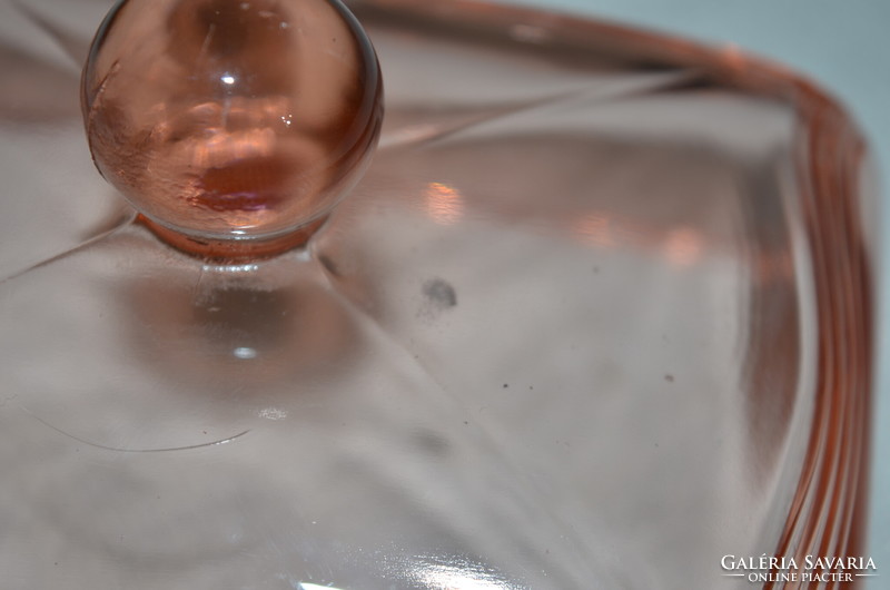 Rózsaszín üveg vaj tartó  ( DBZ 0086 )