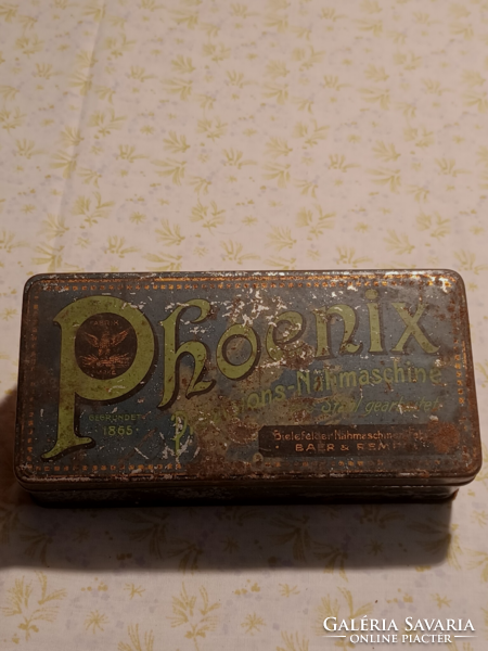 Old rare sewing machine box with phoenix inscription