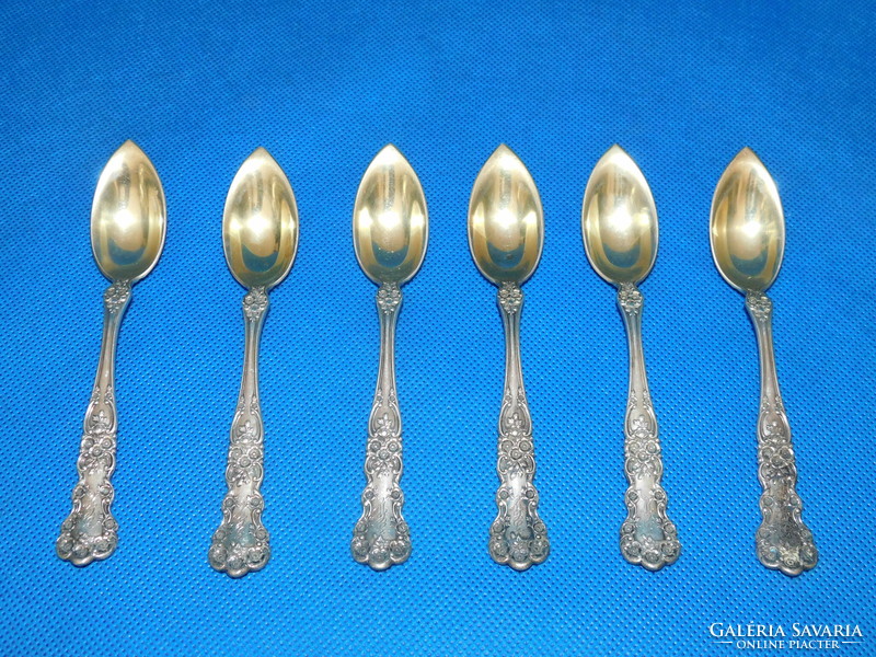 Sterling silver 925 baroque 6-piece tea spoon set 174 gr 15 cm