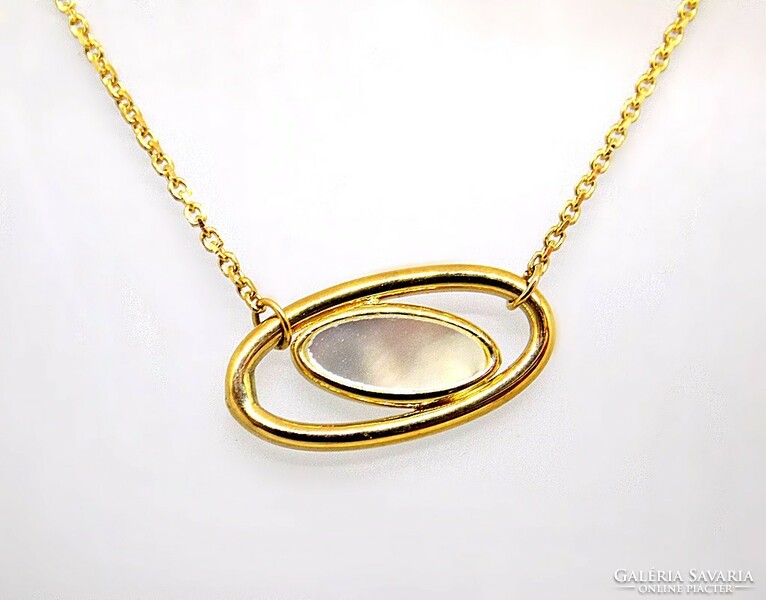 Gold chain + pendant with pearls (zal-au114867)
