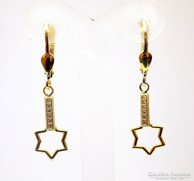 Star gold dangling earrings (zal-au104875)