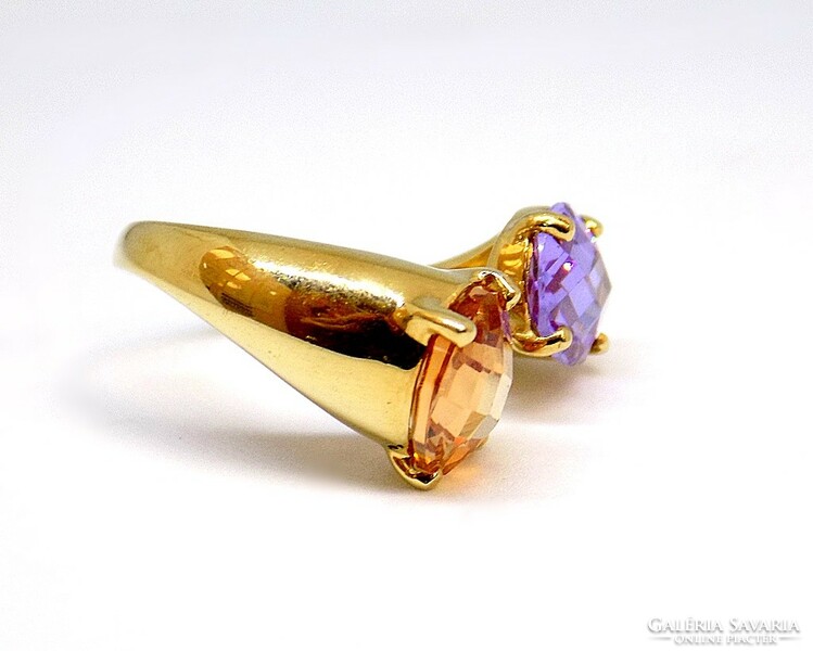 Gold ring with spinel stones (zal-au95479)