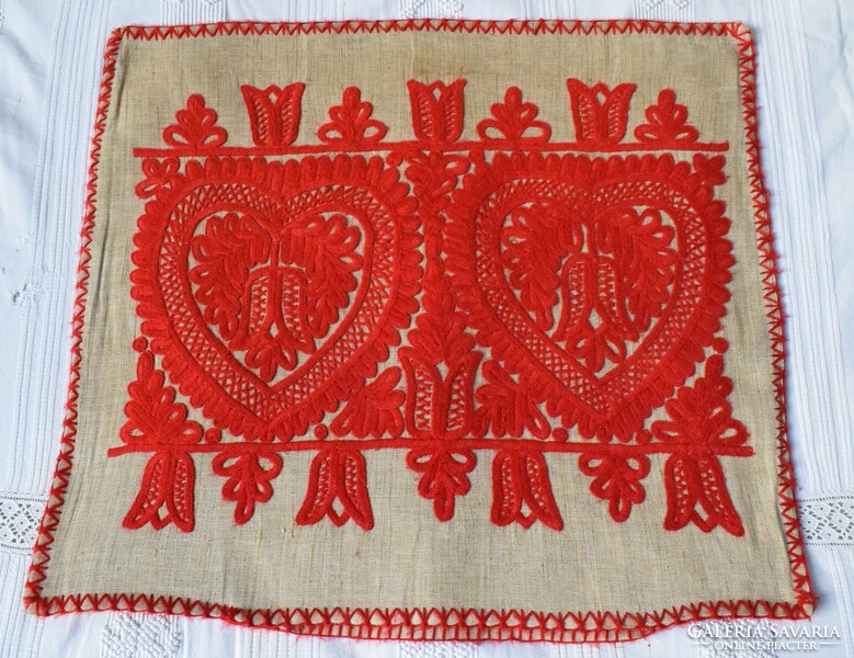 Embroidered linen Transylvanian written pillow cover decorative pillow 47 x 54 cm