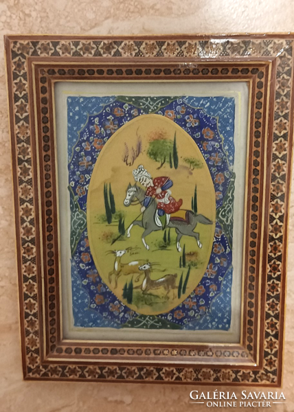 Decorative oriental picture in a beautifully painted wooden frame 22*17*2 cm