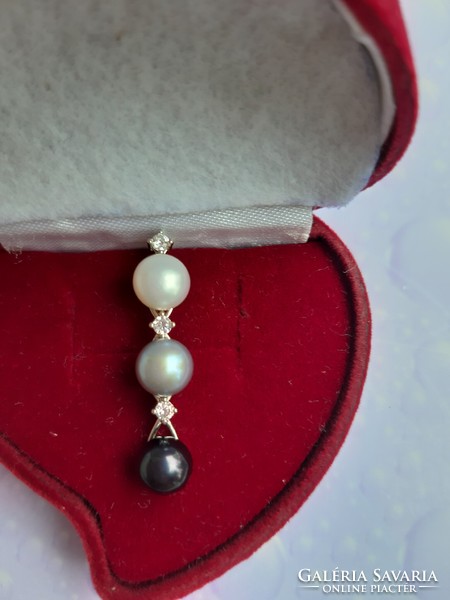 3 colored real pearls with 925 silver pendant chain