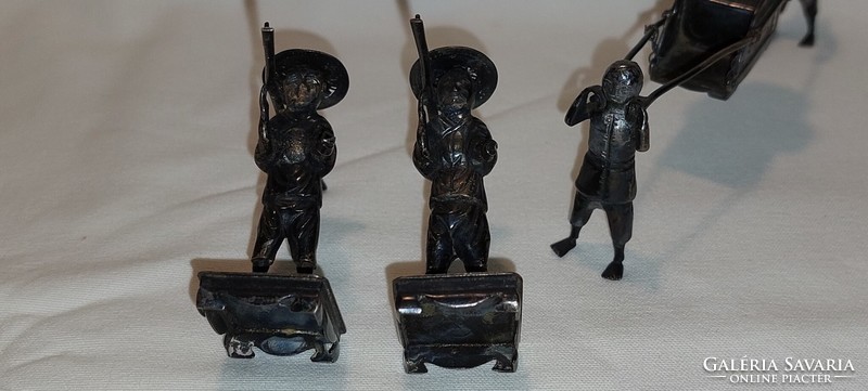 Antique Japanese silver sculpture group, 4 figures