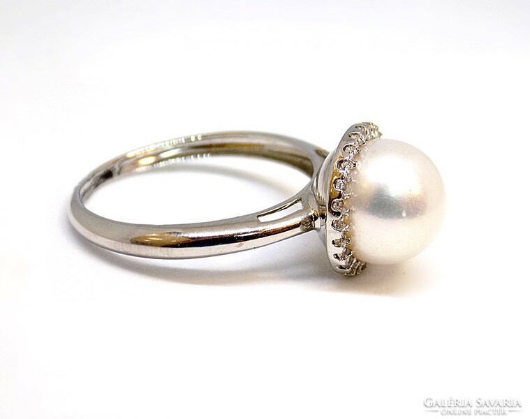 White gold ring with pearls (zal-au105808)