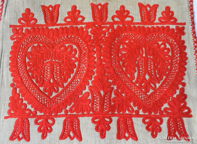 Hímzett vászon erdélyi írásos párna huzat díszpárna 47 x 54 cm
