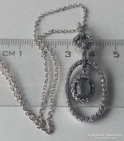 Silver necklace with stone pendant