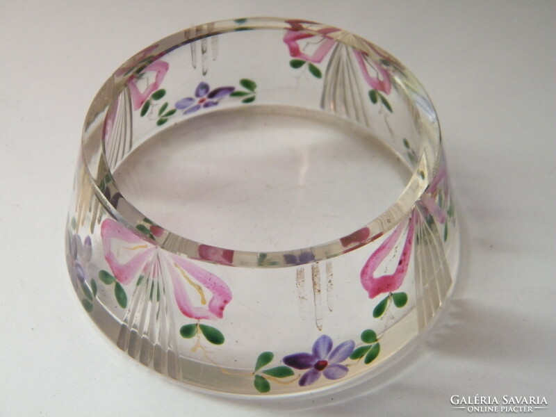 Antique painted small crystal glass bowl