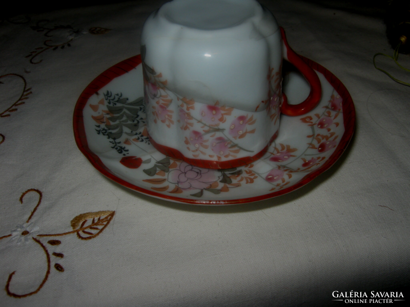 Régi  keleti kávés tojáshéj porcelán csésze és tányér