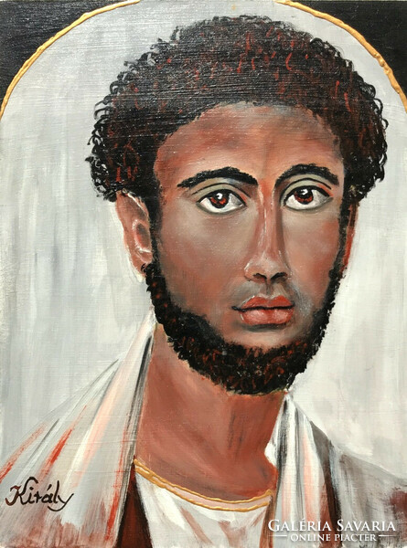 Fayum-portré -  akrilfestmény (40 x 30 cm)
