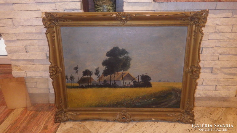 Farm landscape nearly a hundred years old oil on canvas marked painting 50x70 cm