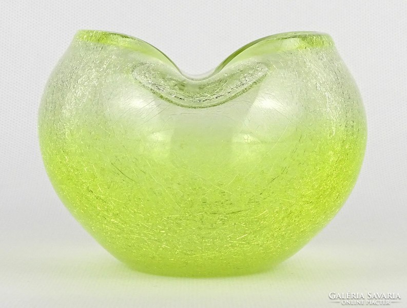 1N962 Retro sárga színű karcagi irizáló fátyolüveg váza