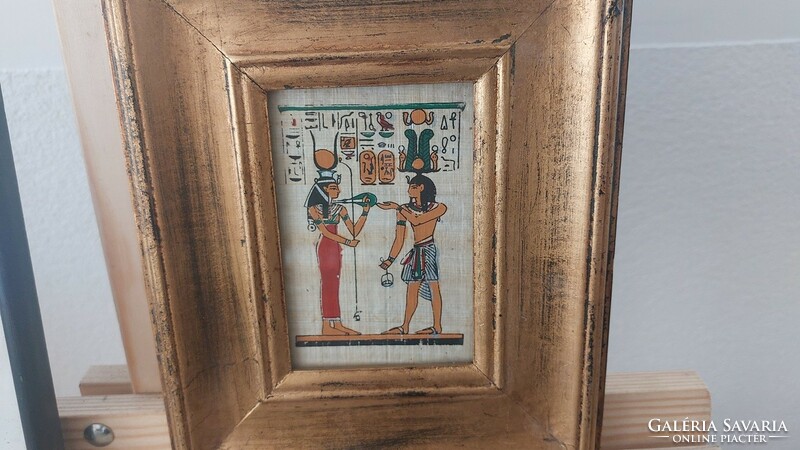 (K) 2 db kis papirusz kép egyben  méretek kerettel együtt: 14x19 cm és 18x22 cm
