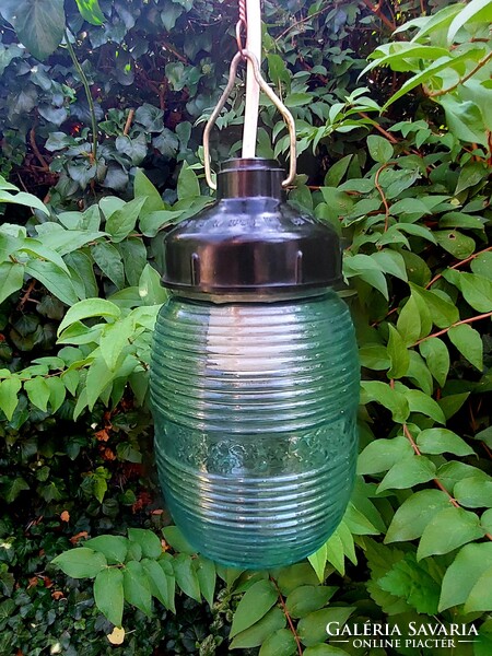 Vintage suspended industrial or barn lamp, made in the former Soviet Union in the 1970s.