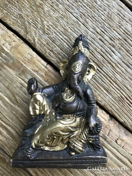 Régi patinás bronz GANESHA (GANÉSA) elefántfejű isten szobor