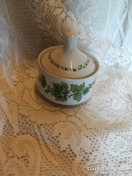 Alföldi porcelain green leaf pattern sugar bowl