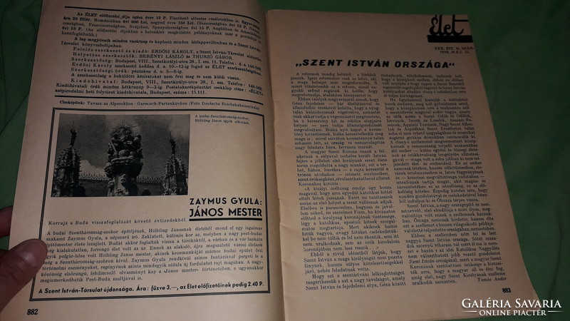 1939. May 21 - life - the weekly newspaper of the Szent István troupe newspaper in good condition according to the pictures