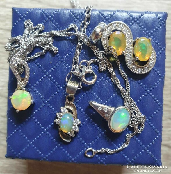 Silver pendants with real Ethiopian noble opal, 4 models to choose from