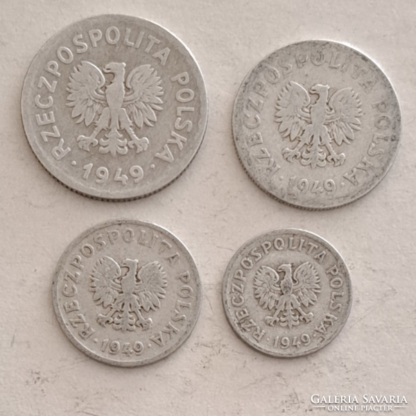 1949. Poland 1 zloty, 50, 20, 10 groszy 4 pieces (307)