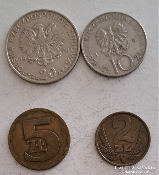 1976.  Lengyelország  20, 10 5, 2 Zloty,  4 db  (82)