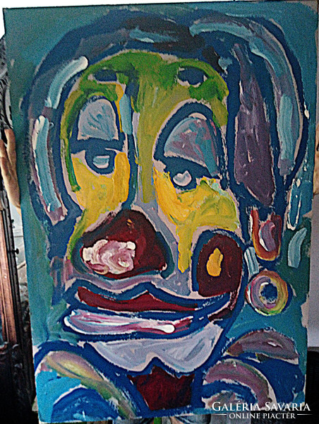Miklós Cs. Németh: clown in blue 70x100 cm