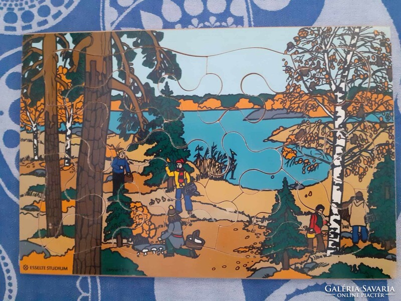 Esselte studium - Lennardt Eng - retro Swedish landscape graphic wooden frame vintage puzzle