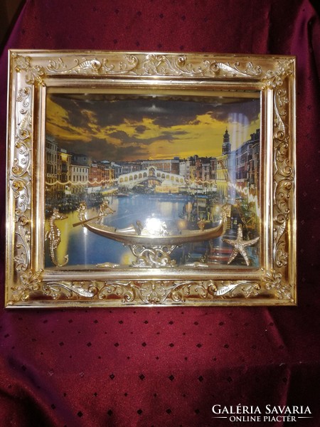 Italian Venetian gondola diorama/mural