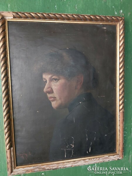 1 ft os aukció! Demjén László 1889, Női portré. 41 cm szer 53 cm