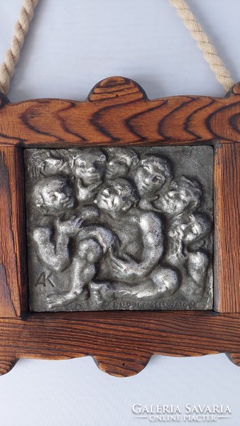 Rudolf Schweiger(1924-1979) relief "Das Gesprach" 1977