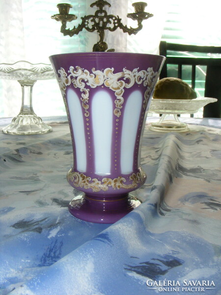 Biedermeier purple überfang glass cup