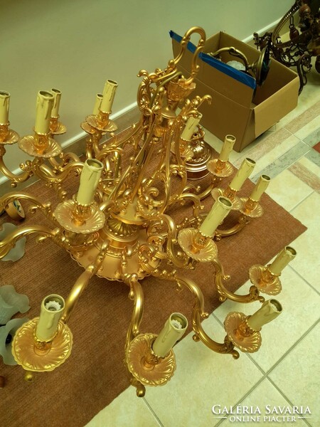 24 karátos arany bevont -  mennyezeti lámpa, csillár, függeszték