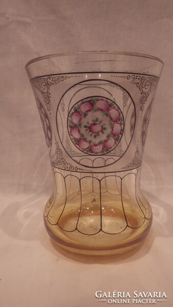 Antique hand painted glass cup