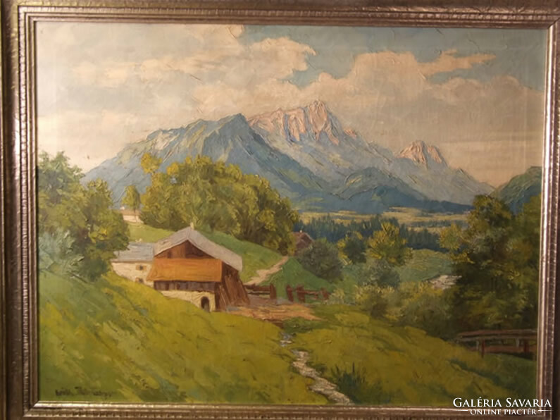 Alpine landscape, oil painting (428277)