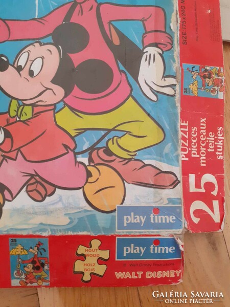 Disney - mickey mouse 2 pcs retro wooden puzzle complete play time 25 pcs and 49 pcs together