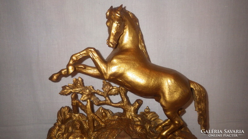 Antique fireplace clock with horse statue