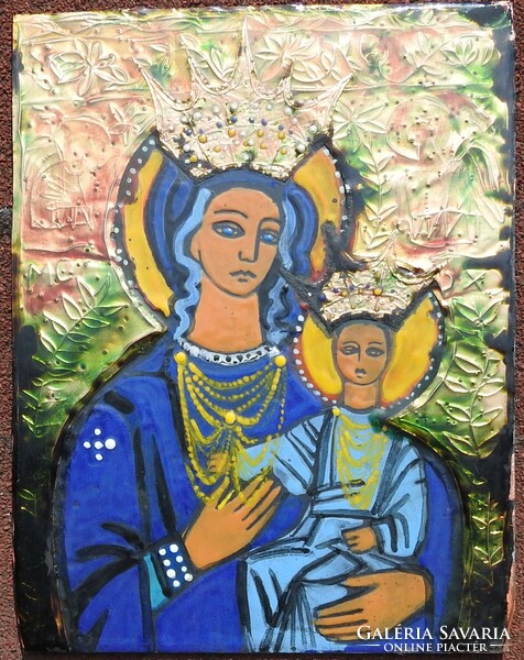 Szűz Mária Kisjézussal - tűzzománc kép