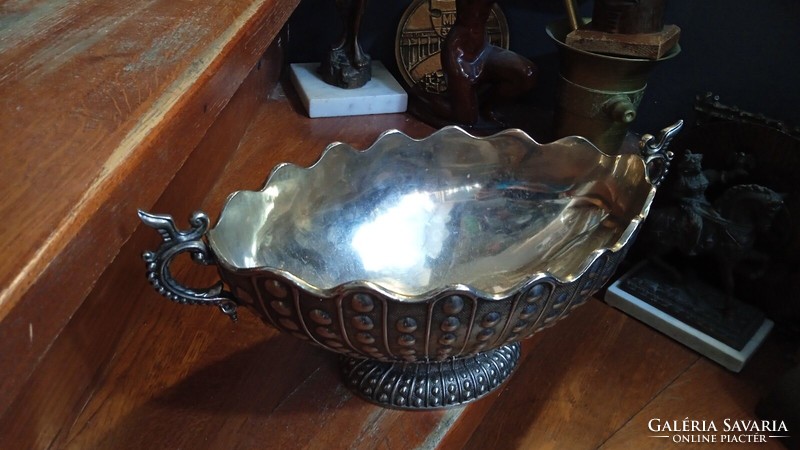 Thickly silver-plated art deco centerpiece, excellent, size 40 x 22 cm.