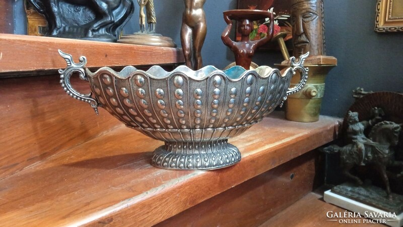 Thickly silver-plated art deco centerpiece, excellent, size 40 x 22 cm.